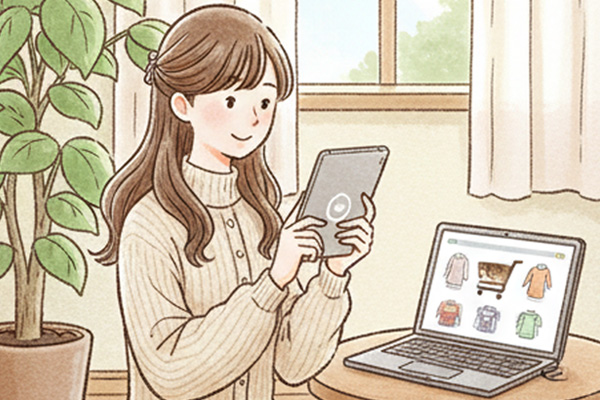 パソコンとスマートフォンで買い物をするイメージ