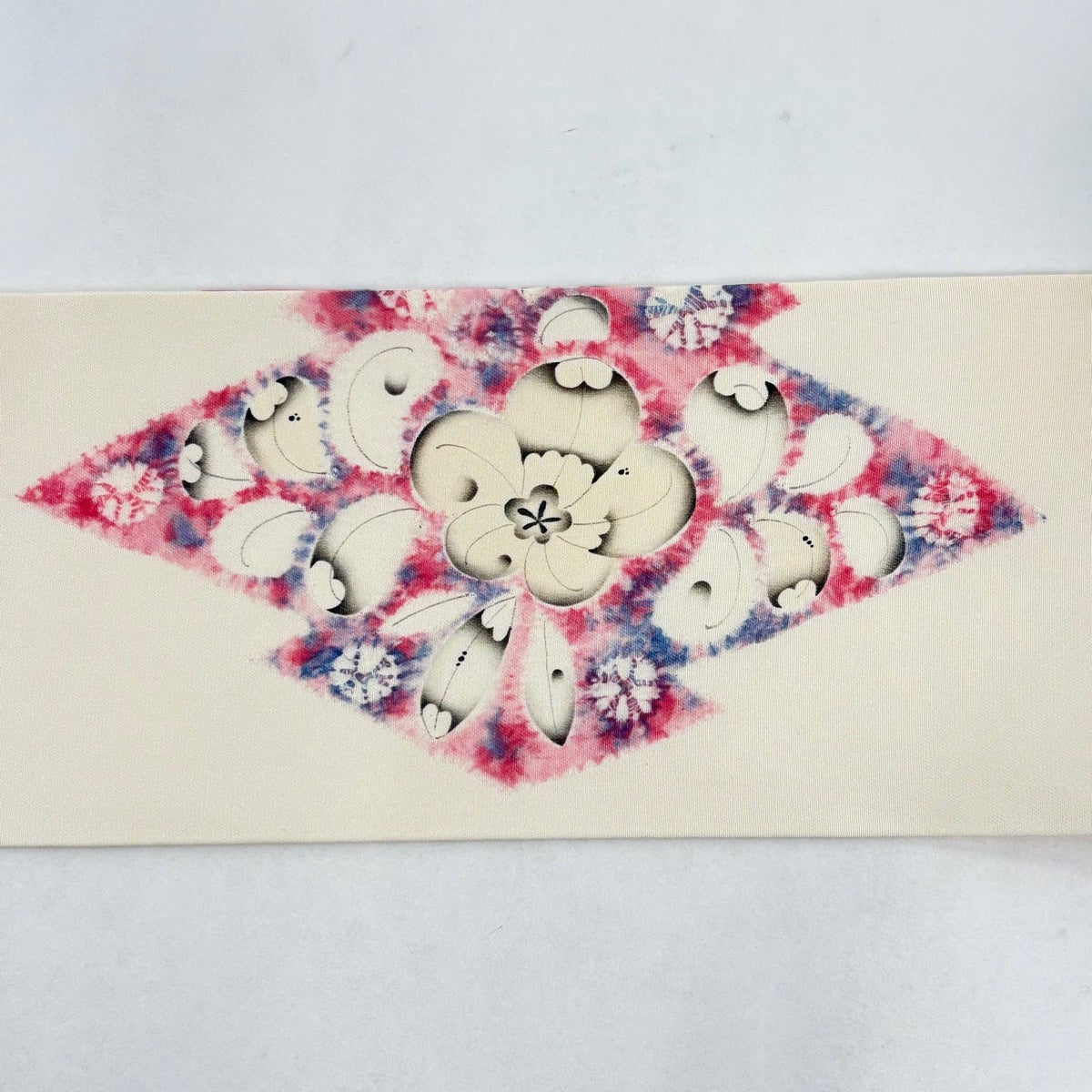 名古屋帯 逸品 福村廣利 落款あり 辻が花 クリーム 正絹｜中古・古着