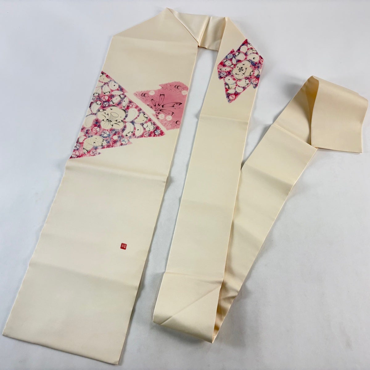 名古屋帯 逸品 福村廣利 落款あり 辻が花 クリーム 正絹｜中古・古着