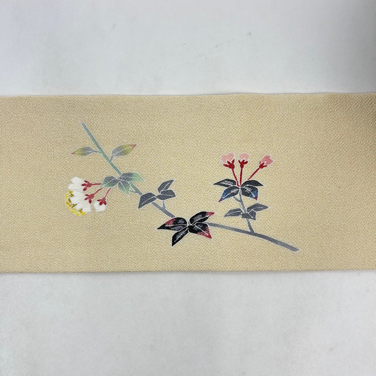 最終価格】 70%OFF 名古屋帯 逸品 羽田登喜 落款あり 枝桜 縮緬