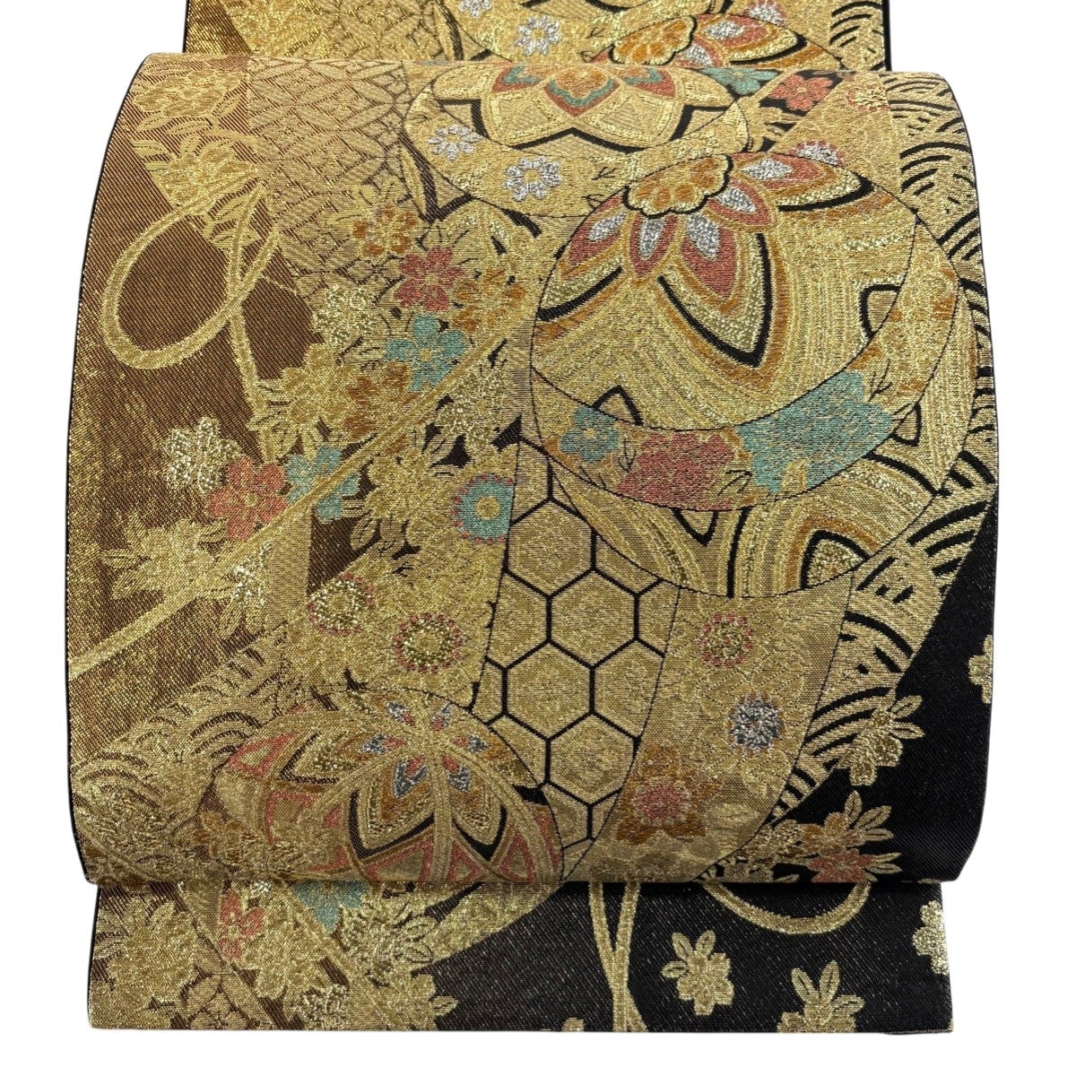 美品】 袋帯 秀品 花車 御所車 金糸 箔 金色 六通 正絹｜中古・古着