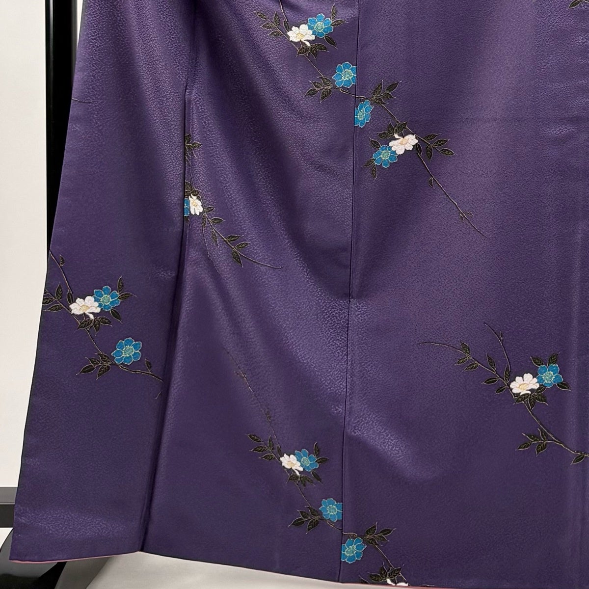 小紋 身丈166cm 裄丈66cm M 袷 枝桜 地紋 濃紫 化繊 秀品｜中古・古着