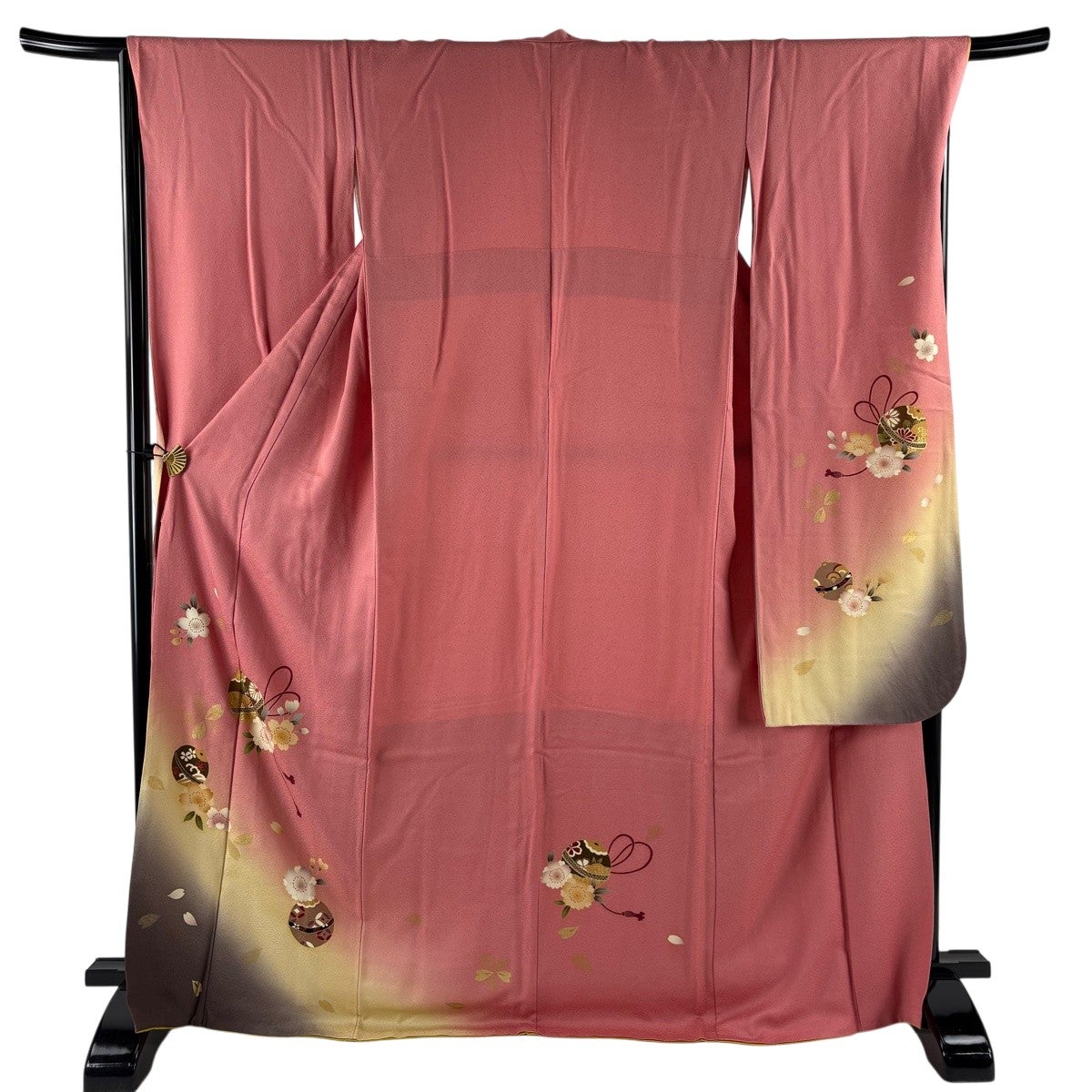 振袖 身丈170cm 裄丈68cm L 袷 鈴 桜 金彩 ぼかし ピンク 正絹 秀品