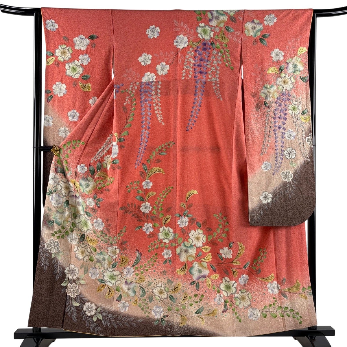 振袖 身丈158cm 裄丈63.5cm S 袷 辻が花柄 桜 金彩 染分け ピンク 正絹