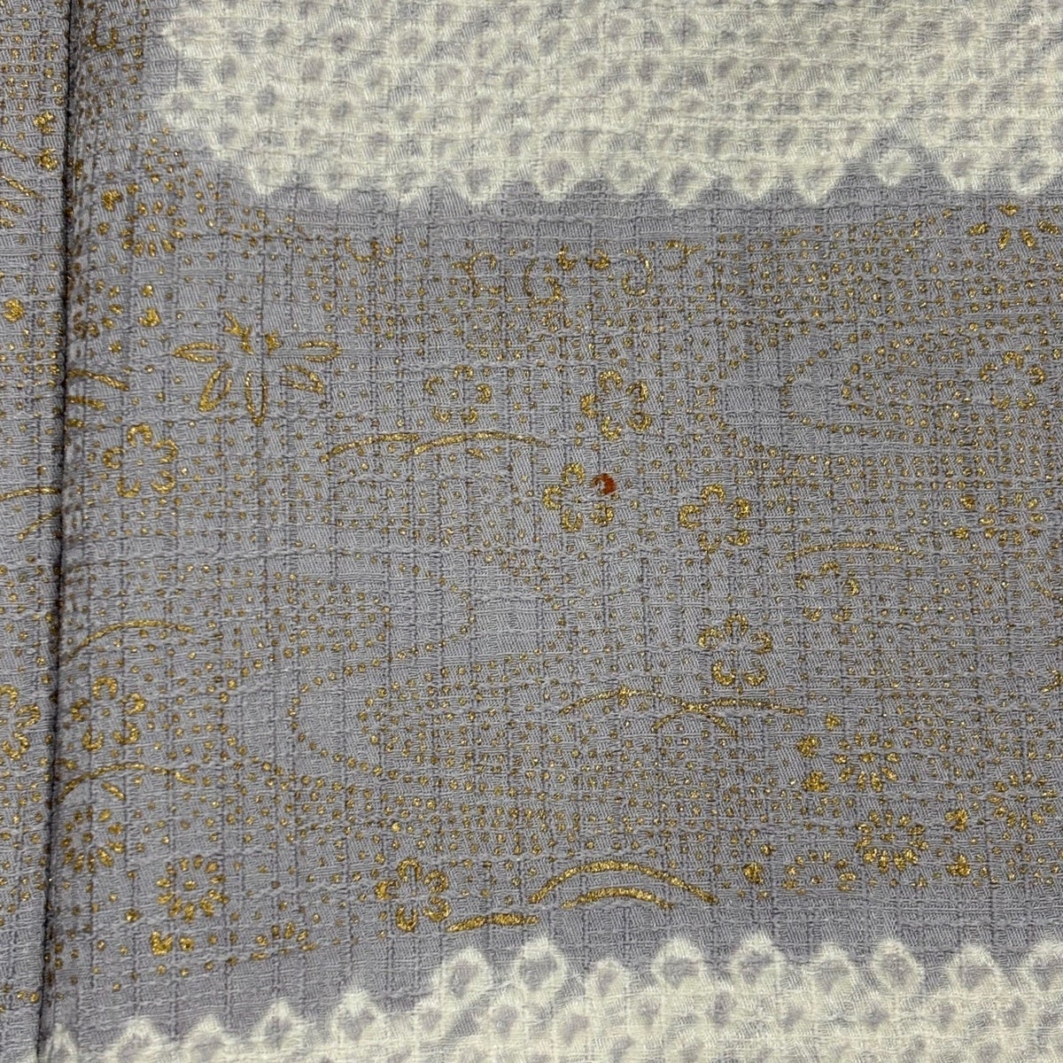 訪問着 身丈159.5cm 裄丈66cm M 袷 やまと 鏡裏文 ヱ霞 刺繍 金銀彩 灰