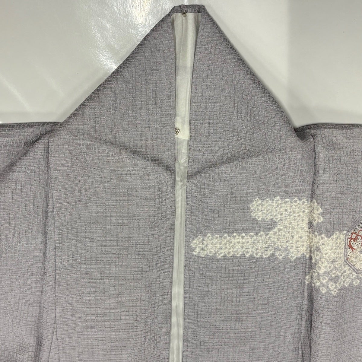 訪問着 身丈159.5cm 裄丈66cm M 袷 やまと 鏡裏文 ヱ霞 刺繍 金銀彩 灰