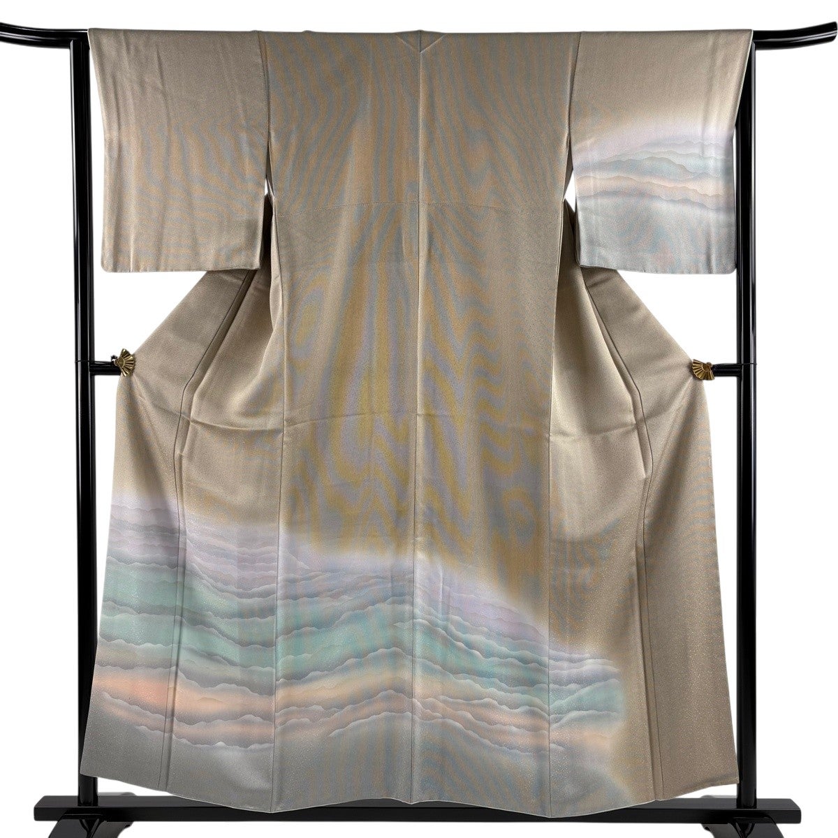 美品】 付下げ 身丈156cm 裄丈62cm S 絽袷 松尾光琳 落款あり 斜縞 銀