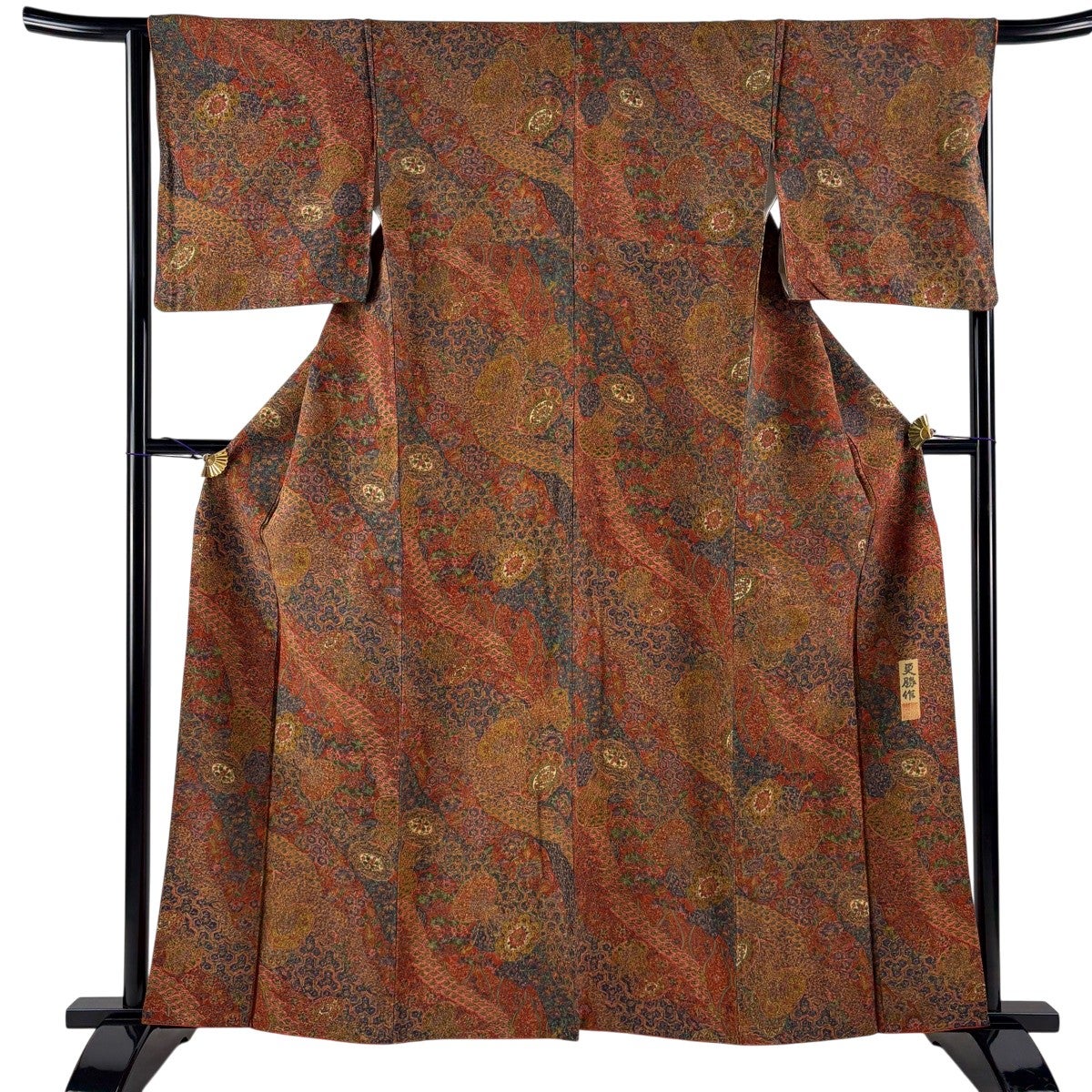 美品】 小紋 身丈157cm 裄丈63cm S 袷 前田仁仙 やまと 落款あり 草花