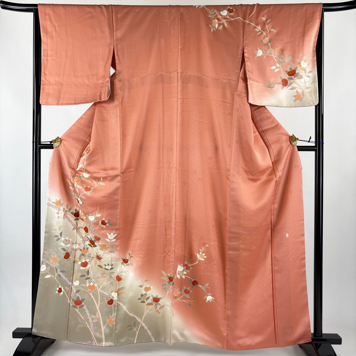 訪問着 身丈166.5cm 裄丈67cm M 袷 吾妻徳穂 落款あり 花籠 波頭 金彩