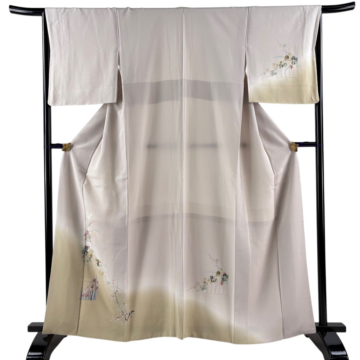 付下げ 身丈155cm 裄丈62.5cm S 袷 桜 金彩 灰紫 正絹 秀品｜中古