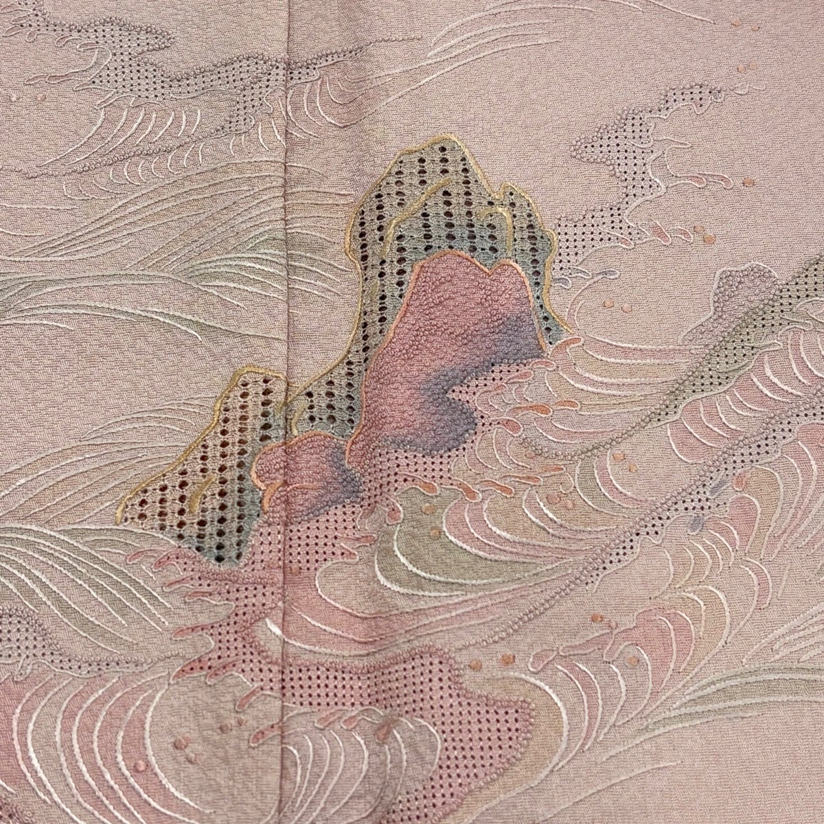 美品】 付下げ 身丈168.5cm 裄丈66.5cm M 袷 波頭 波 蘇州刺繍 ぼかし
