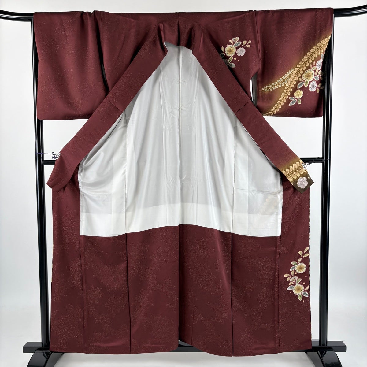 美品】 付下げ 身丈160cm 裄丈68.5cm L 袷 辻が花 金通し ぼかし 赤茶