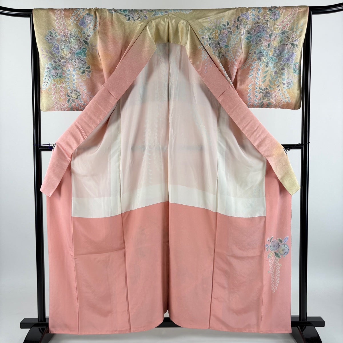 美品】 訪問着 身丈160cm 裄丈67cm M 袷 落款あり 辻が花 銀通し 金彩