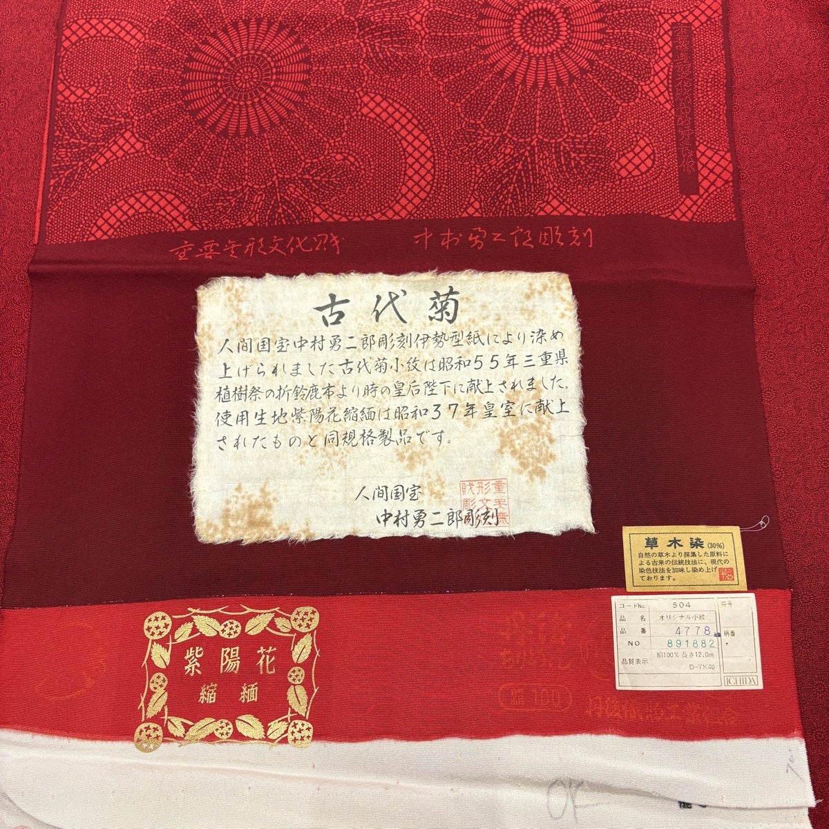 江戸小紋 身丈166.5cm 裄丈65.5cm M 袷 人間国宝 中村勇二郎 落款あり
