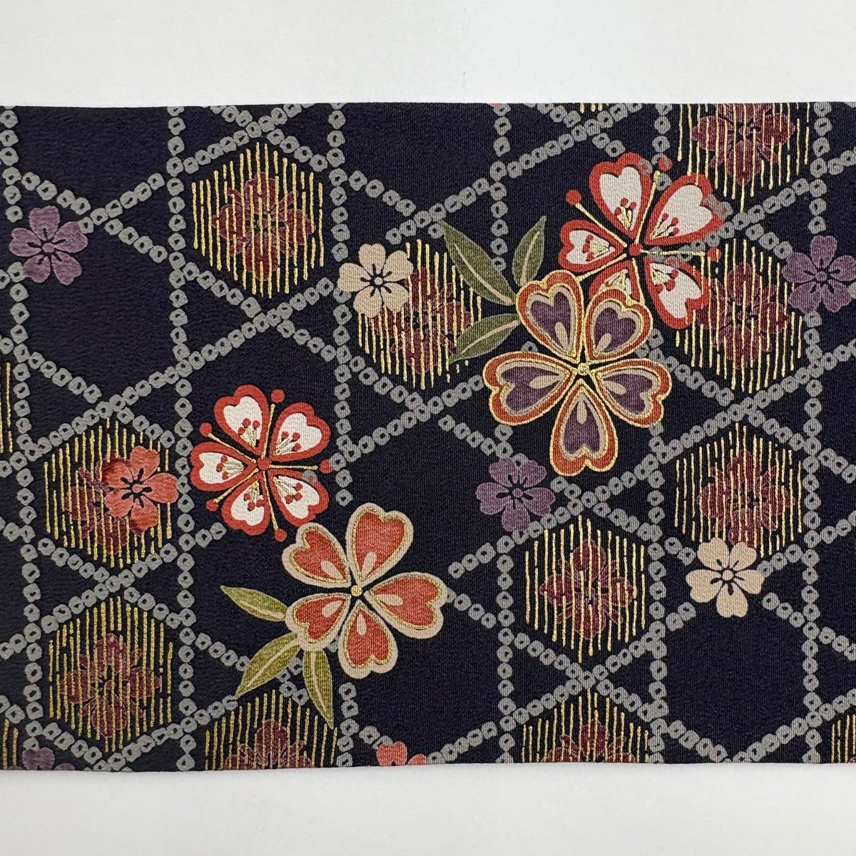 美品】 名古屋帯 秀品 桜 籠目 金彩 紫 正絹｜中古・古着・リサイクル