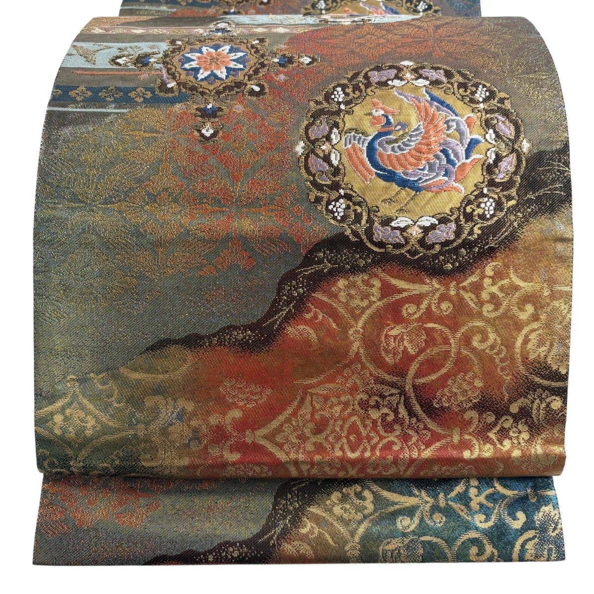 袋帯 秀品 華文 花うさぎ 金糸 箔 金茶 六通 正絹｜中古・古着