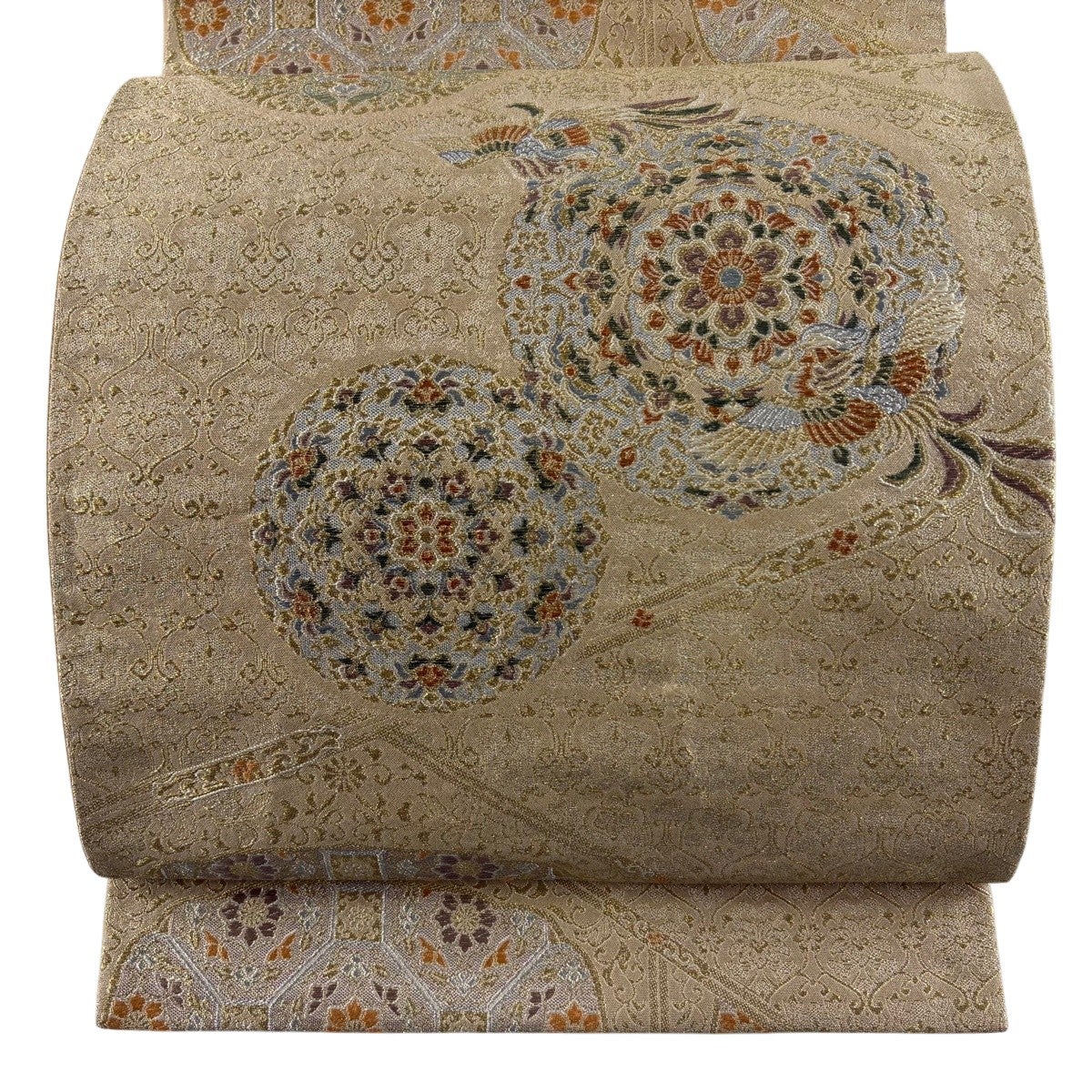 美品】 袋帯 秀品 華文 鳥 金糸 箔 金色 六通 正絹｜中古・古着 