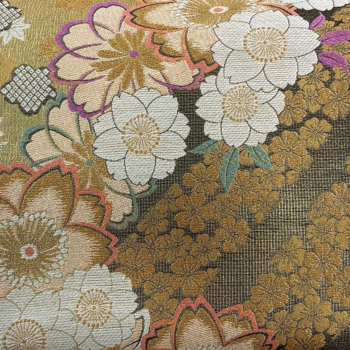 袋帯 秀品 振袖向き 桜 金糸 箔 金色 六通 正絹｜中古・古着