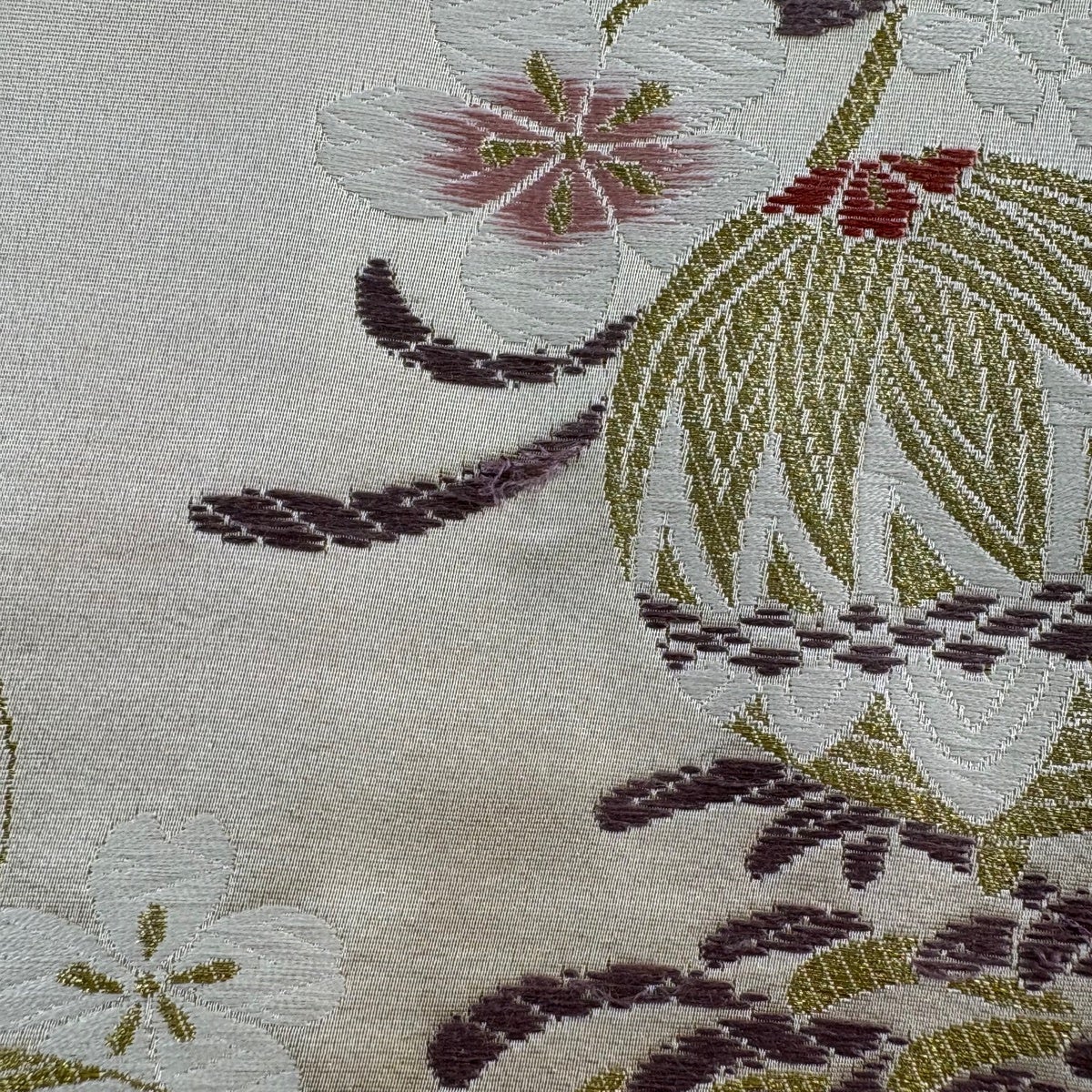 袋帯 秀品 手鞠 桜 金糸 箔 ベージュ 六通 正絹｜中古・古着