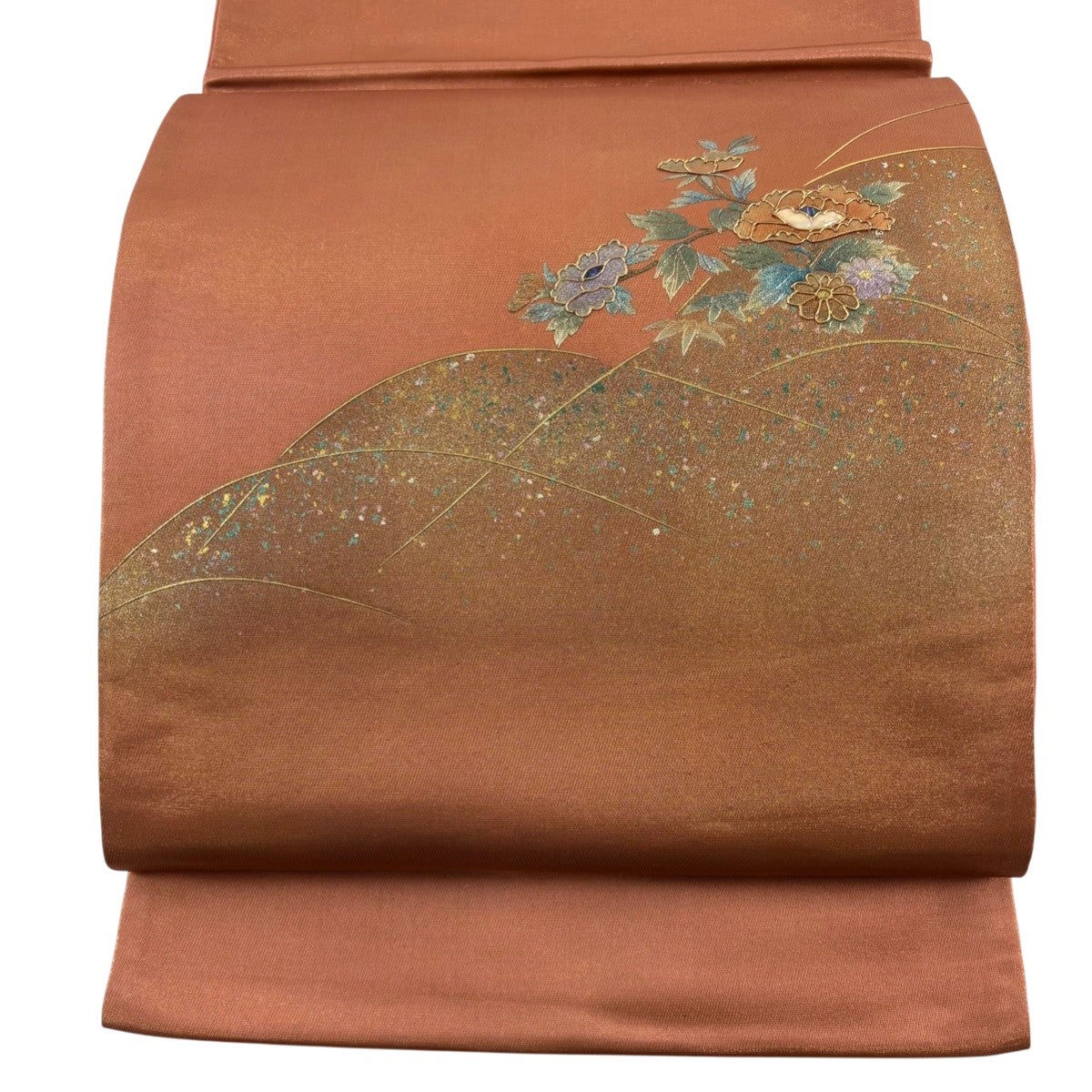 美品】 名古屋帯 秀品 草花 華文 螺鈿 金彩 金色 正絹｜中古・古着