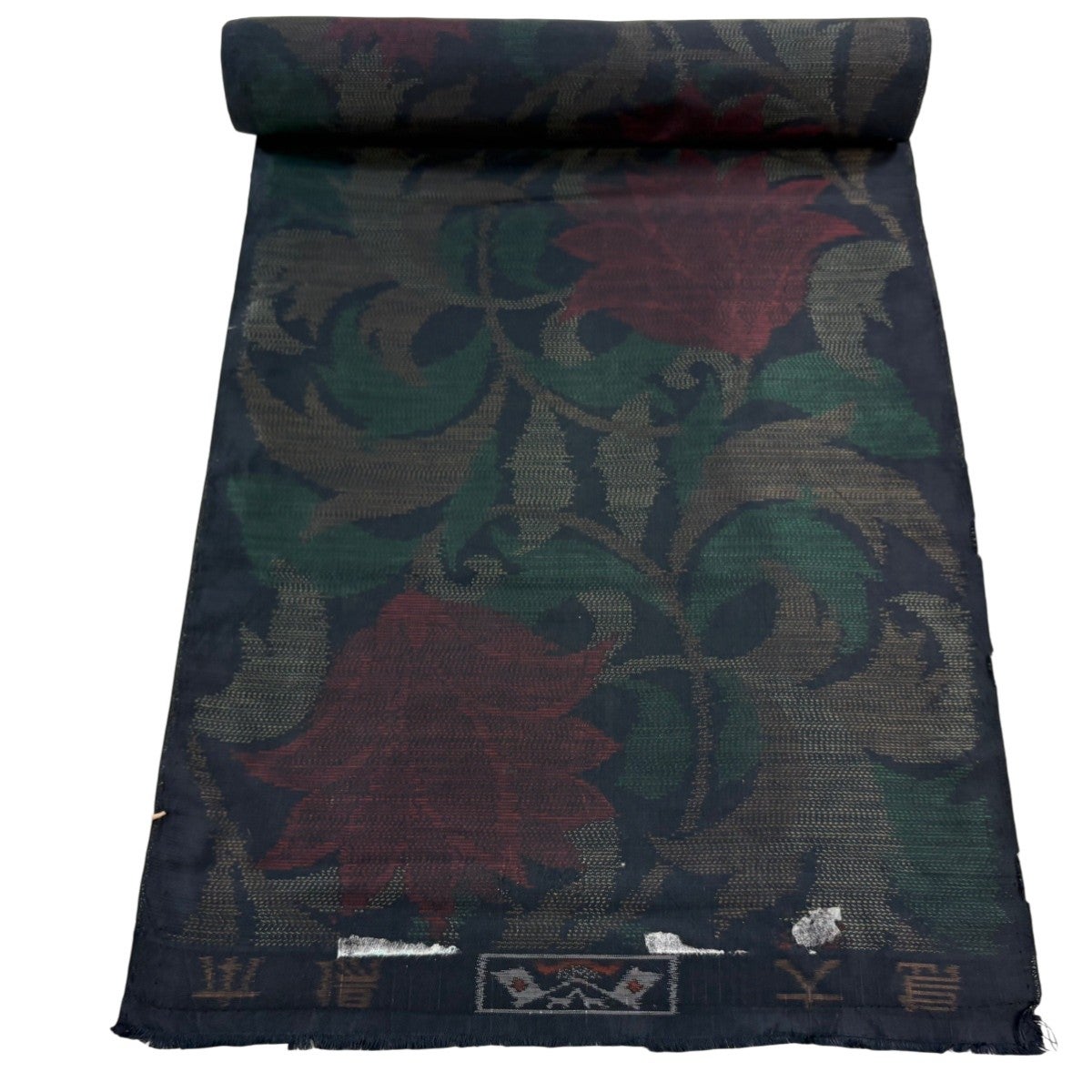 反物 秀品 大島紬 花唐草 黒 正絹｜中古・古着・リサイクル着物通販