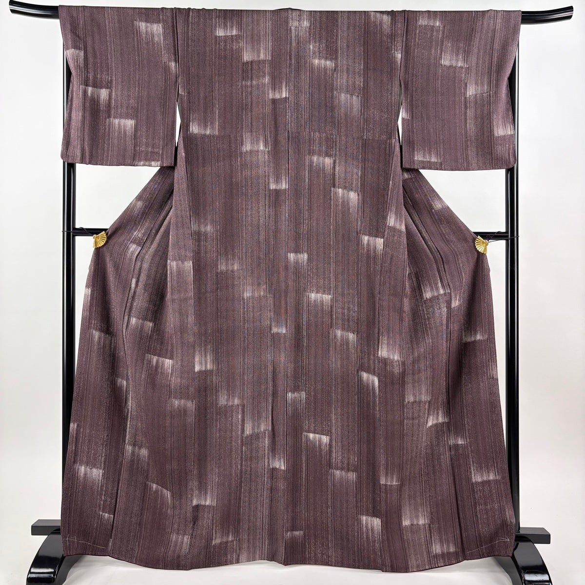 美品】 小紋 身丈167.5cm 裄丈68cm L 袷 名古屋帯セット 幾何学模様 茶