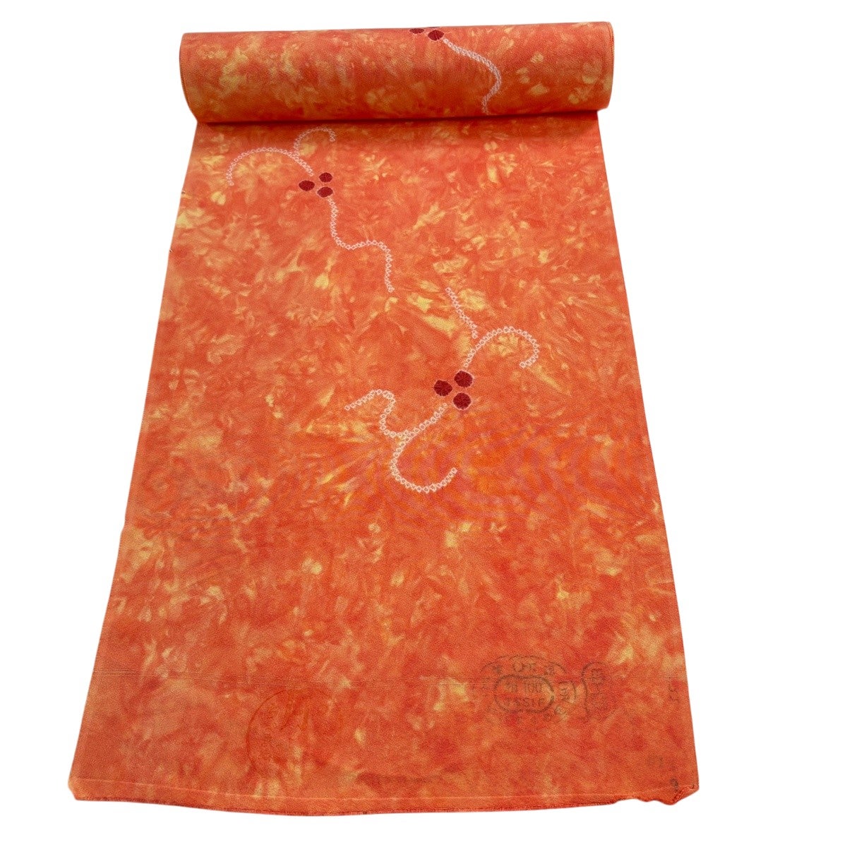 最終価格】 70%OFF 反物 優品 羽尺 羽織 和装コート 芝 葉柄 オレンジ
