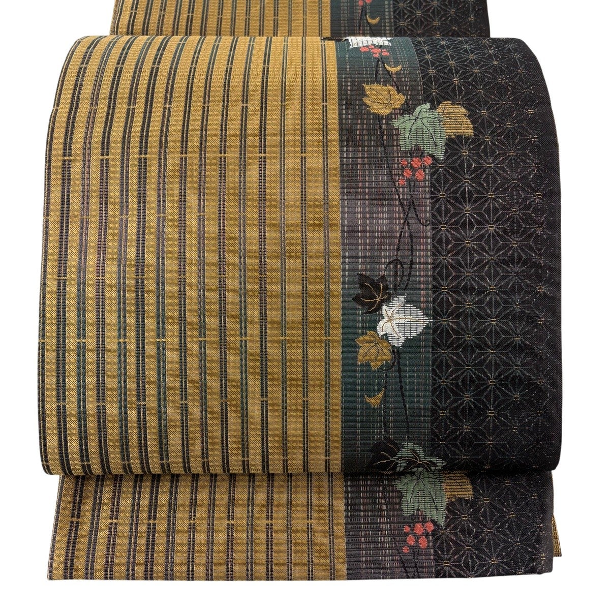 名古屋帯 優品 八寸名古屋帯 葡萄唐草 オレンジ 正絹｜中古・古着