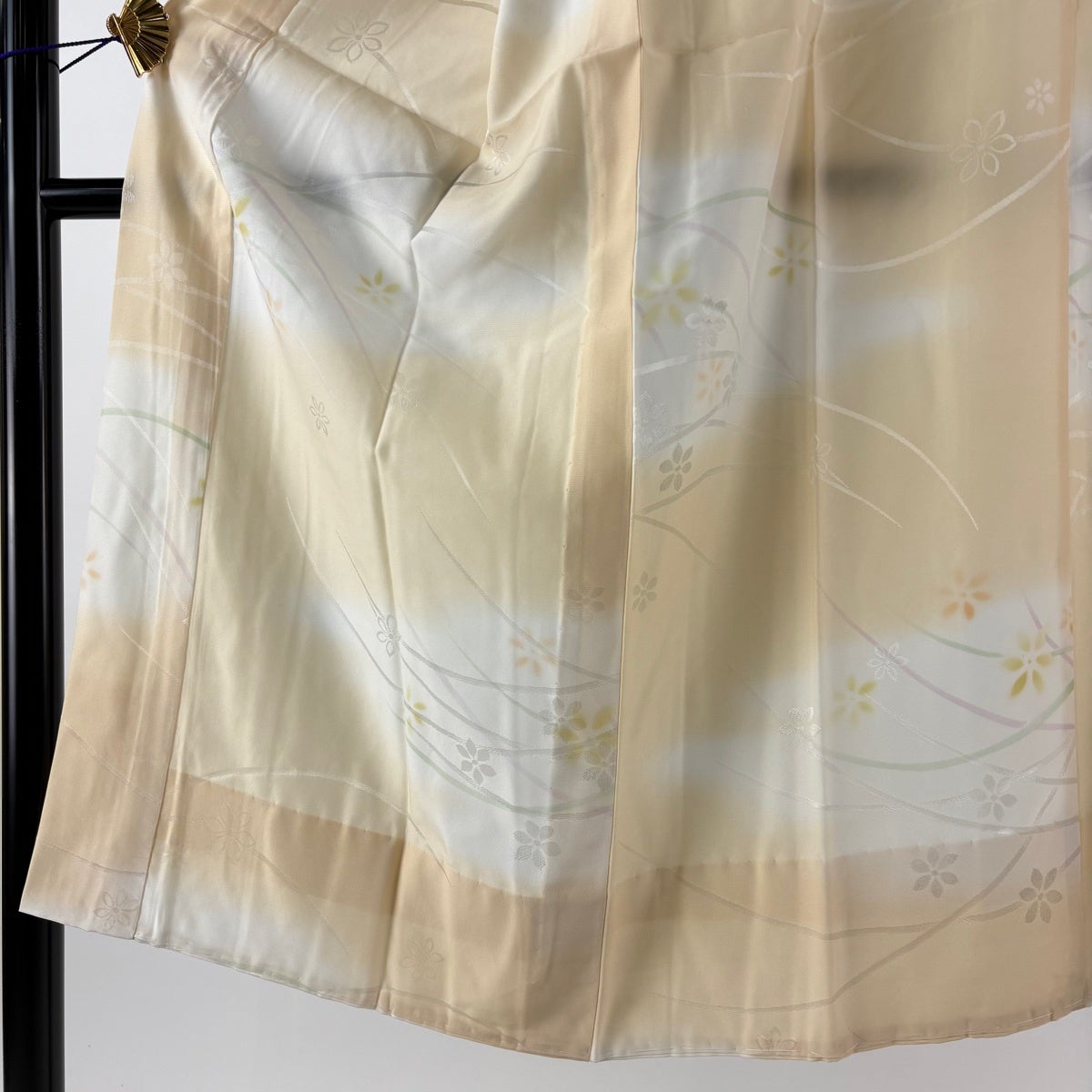 長襦袢 身丈120cm 裄丈65.5cm M 花 地紋 ぼかし 薄オレンジ 正絹 秀品