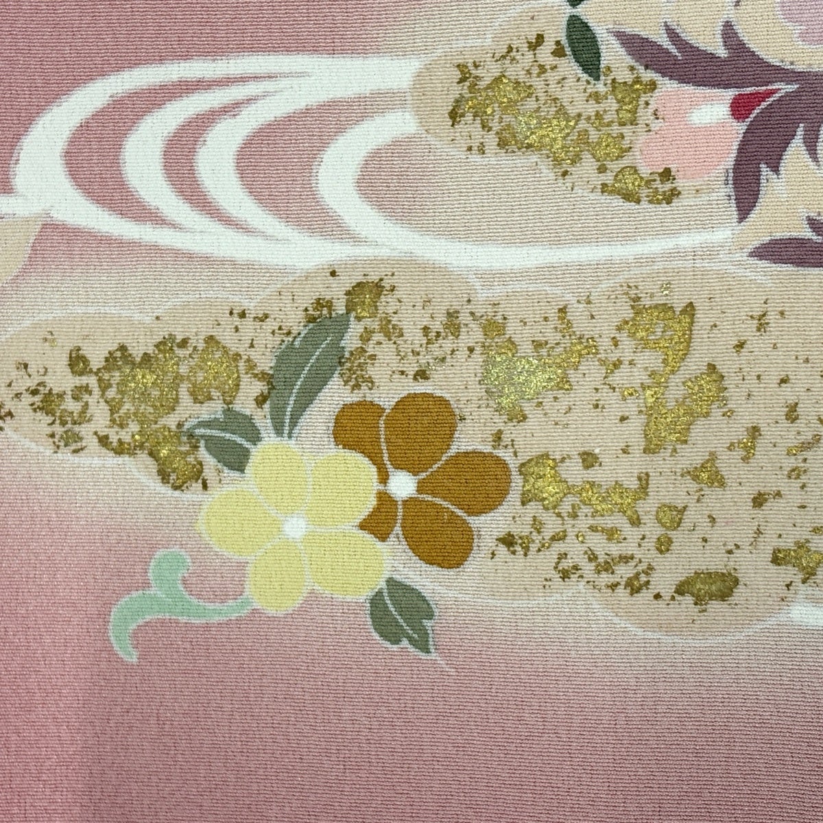 50%OFF 訪問着 身丈157.5cm 裄丈67.5cm L 袷 落款あり 鳥 草花 金彩