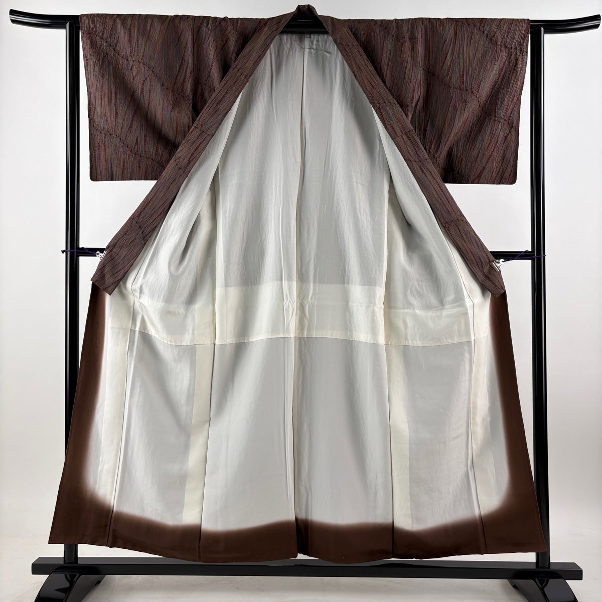美品】 小紋 身丈155.5cm 裄丈63.5cm S 袷 きぬたや 藤娘 大島紬地