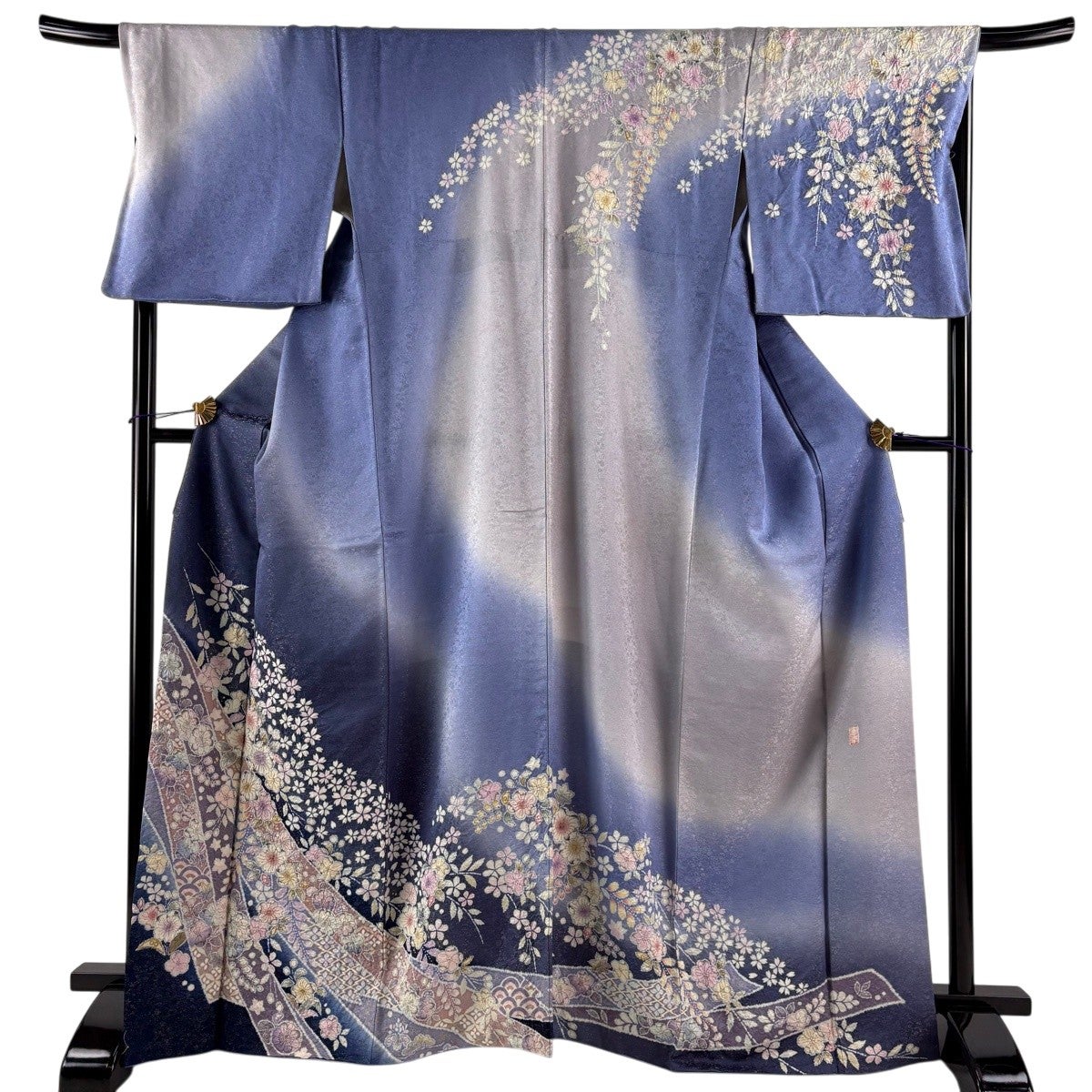 A*a様 訪問着　正絹　辻ヶ花風　寒色系　裄丈68㎝ 訪問着 身丈166.5cm 裄丈69cm L 袷 徳永憲峯 落款あり 辻が花 熨斗 金