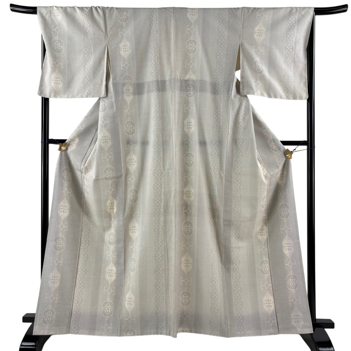 美品】 お召 身丈164.5cm 裄丈68cm L 袷 本塩沢 やまと 証紙あり 幾何