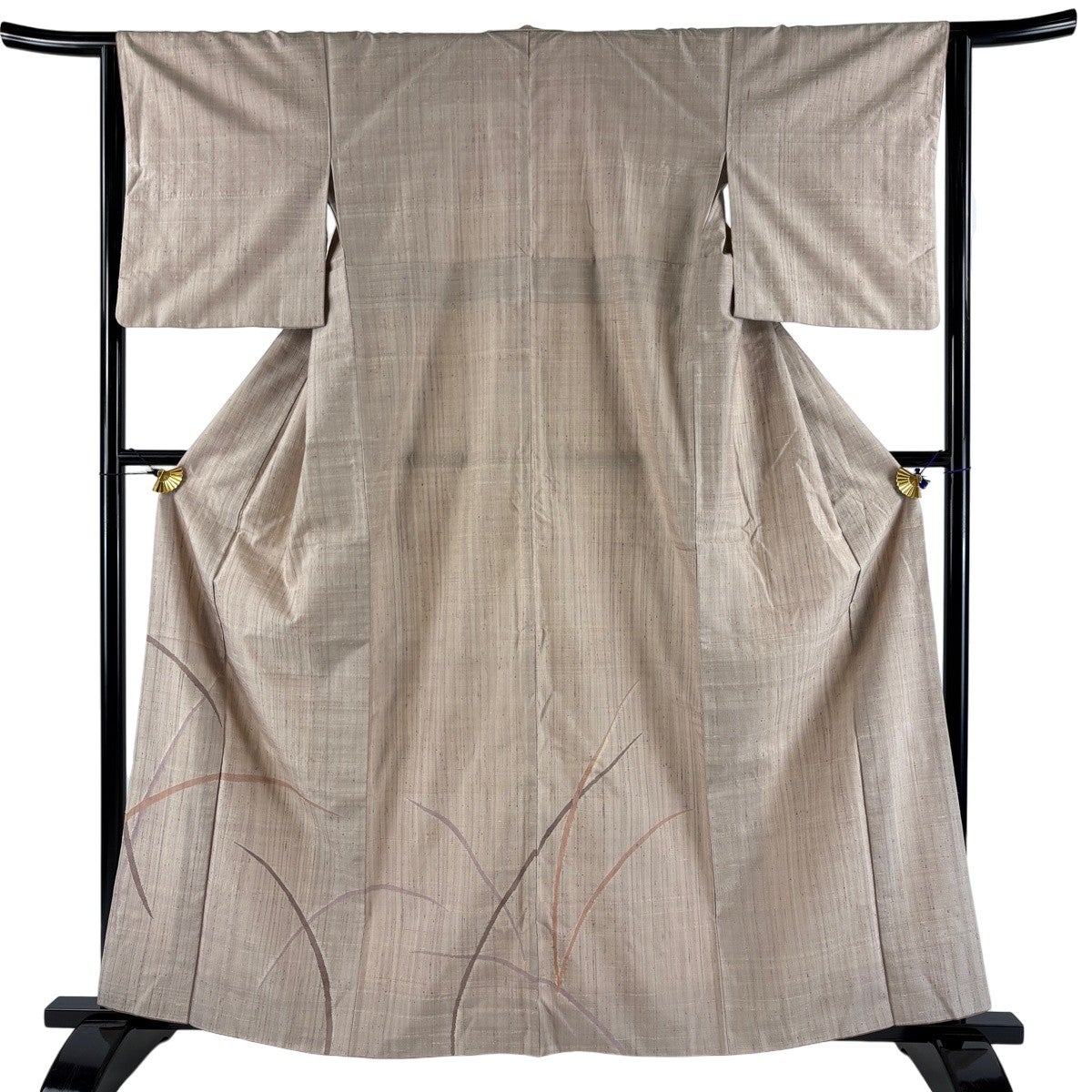 美品】 付下げ 身丈161.5cm 裄丈64cm M 袷 紬地 芝 薄小豆 正絹 名品