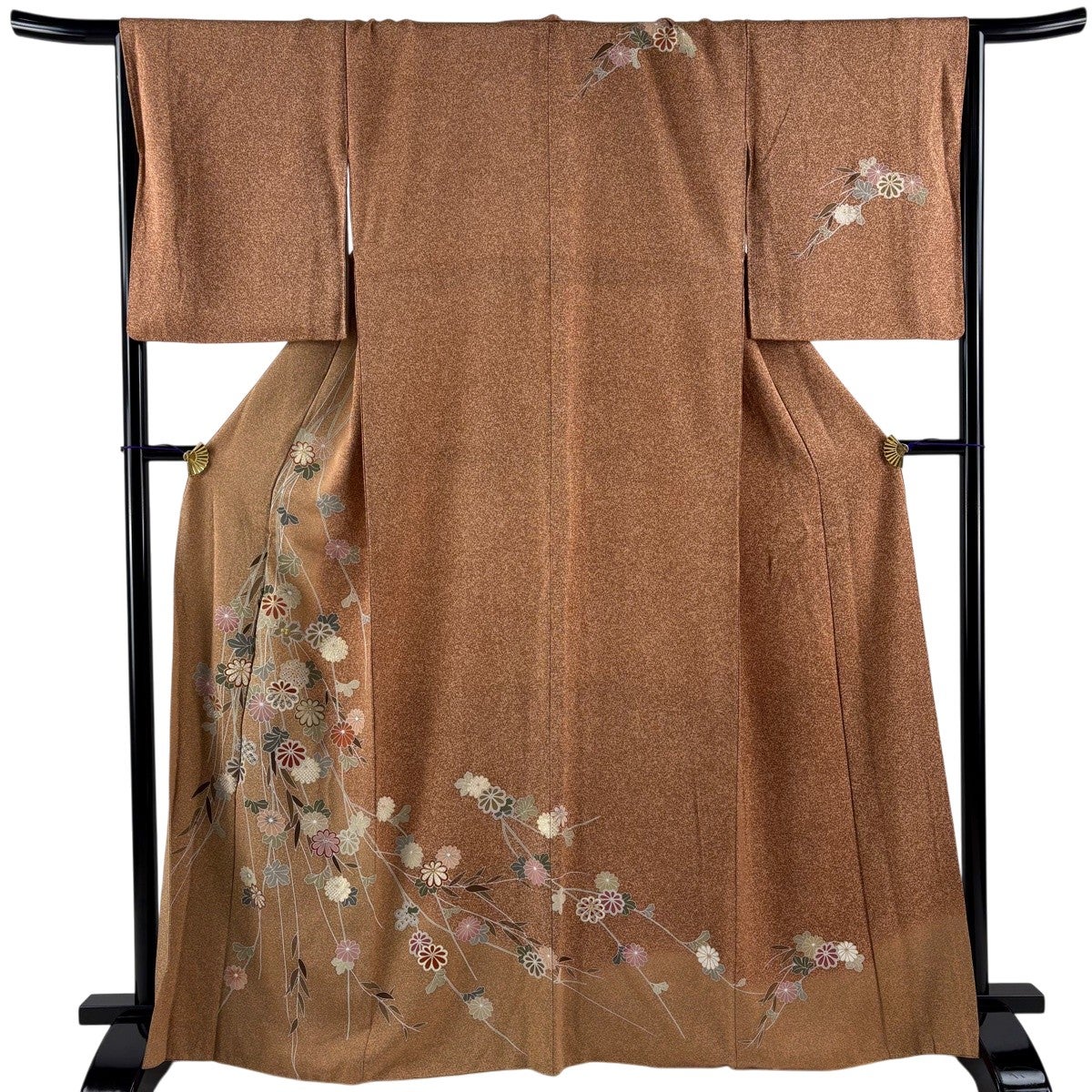 美品】 訪問着 身丈165.5cm 裄丈67cm M 袷 菊 有職文様 金彩 染め分け