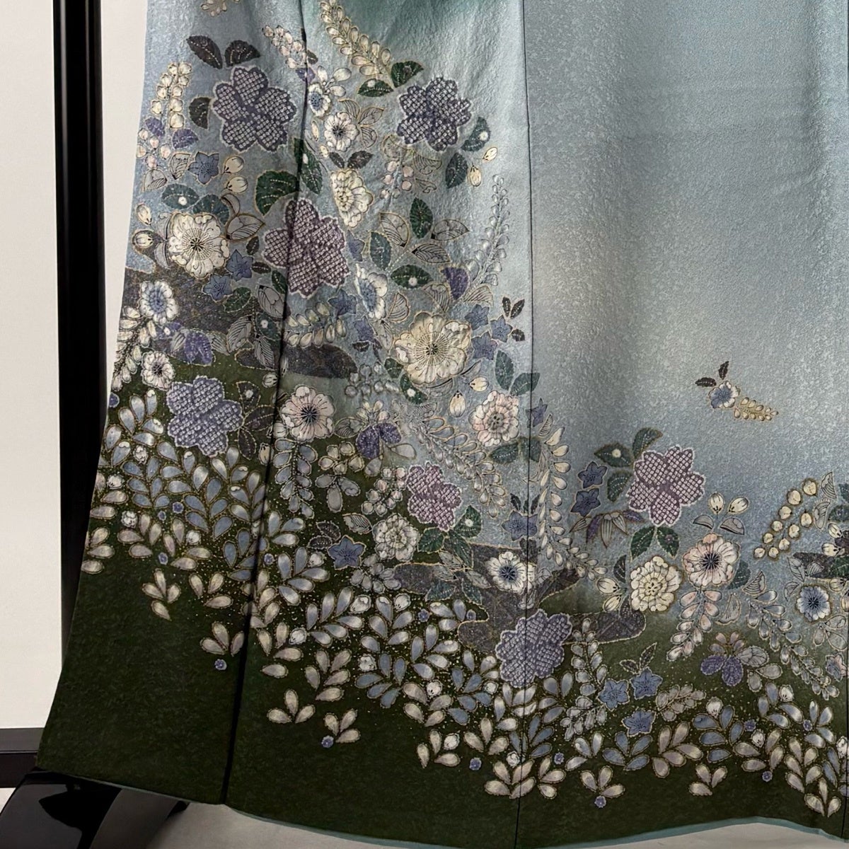 訪問着 身丈163.5cm 裄丈66.5cm M 袷 辻が花 ヱ霞 金彩 染め分け 薄緑