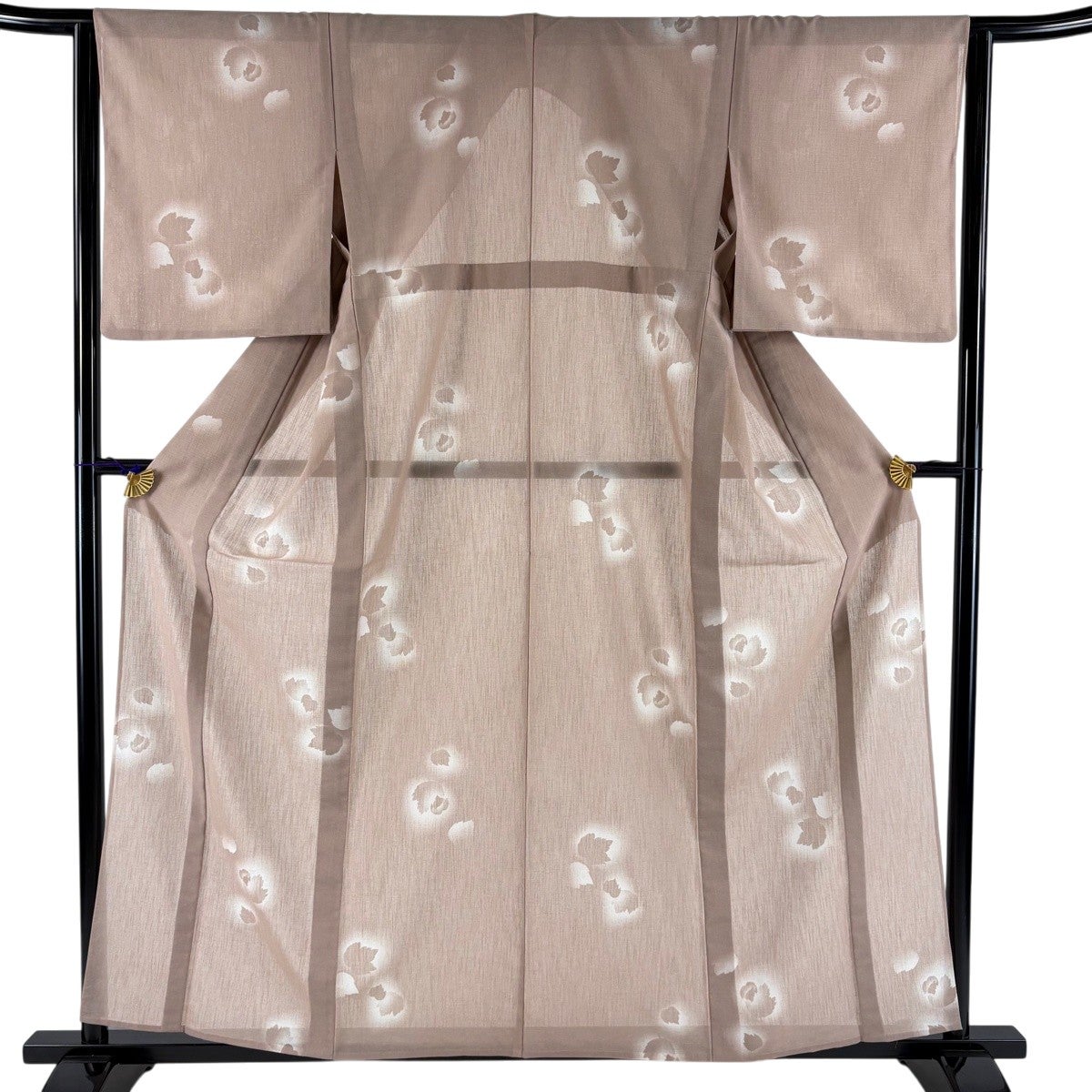 ★専用★小紋 無地感ぼかし ホワイトパールグレー 身丈161cm 裄丈65cm 美品】 小紋 身丈161cm 裄丈61.5cm S 薄物 絽 吹き寄せ 灰色 化繊 優品