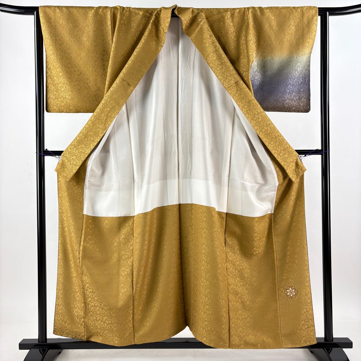 美品】 付下げ 身丈156.5cm 裄丈63cm S 袷 落款あり 華文 地紋 金彩