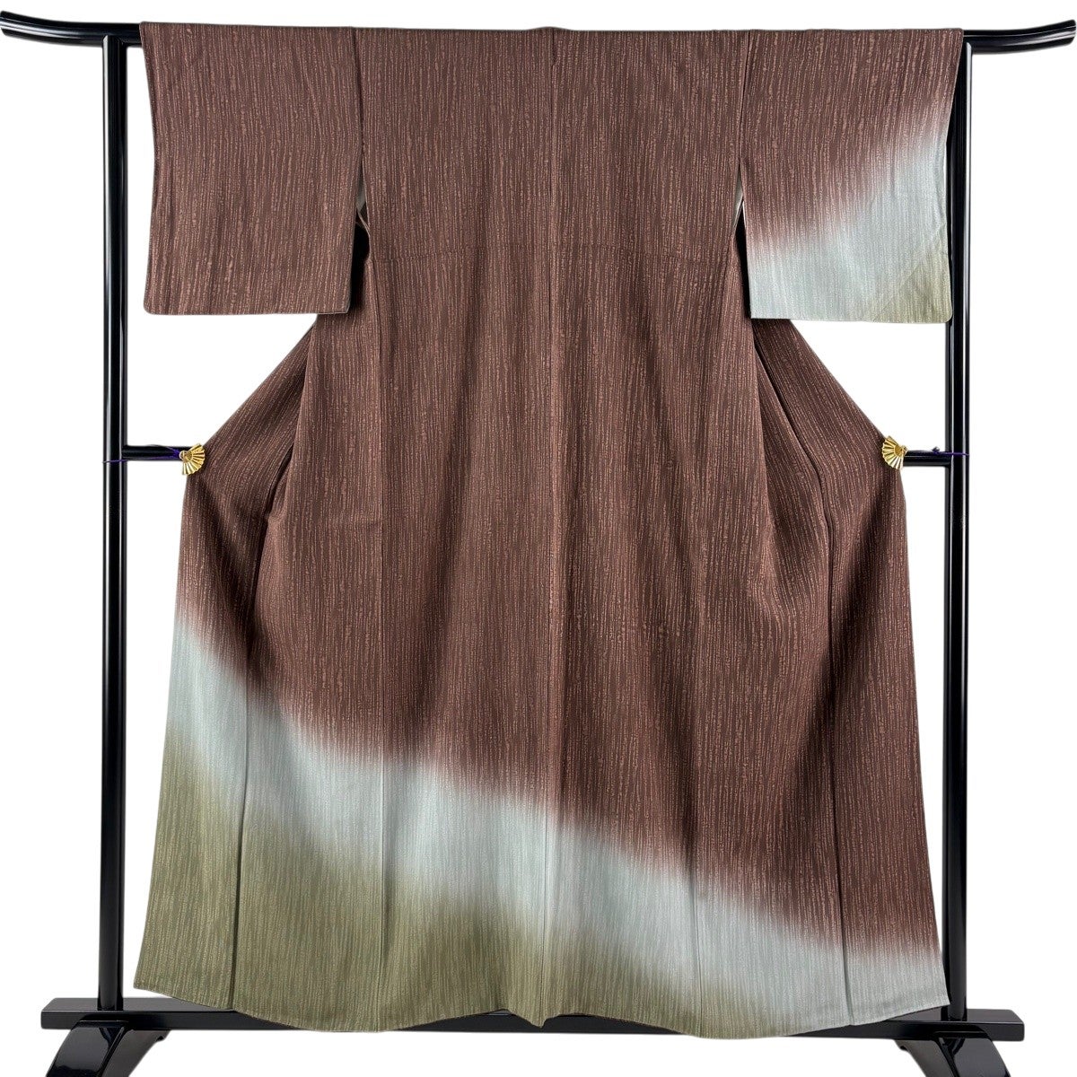 美品】 付下げ 身丈157.5cm 裄丈63cm S 袷 幾何学模様 染め分け 焦茶色