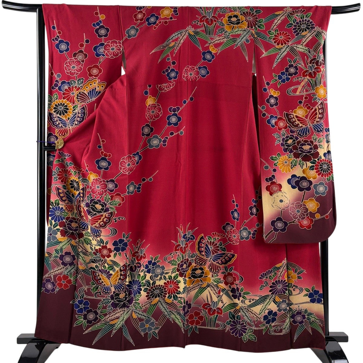 振袖 身丈156cm 裄丈63cm S 袷 茜色 正絹 秀品｜中古・古着