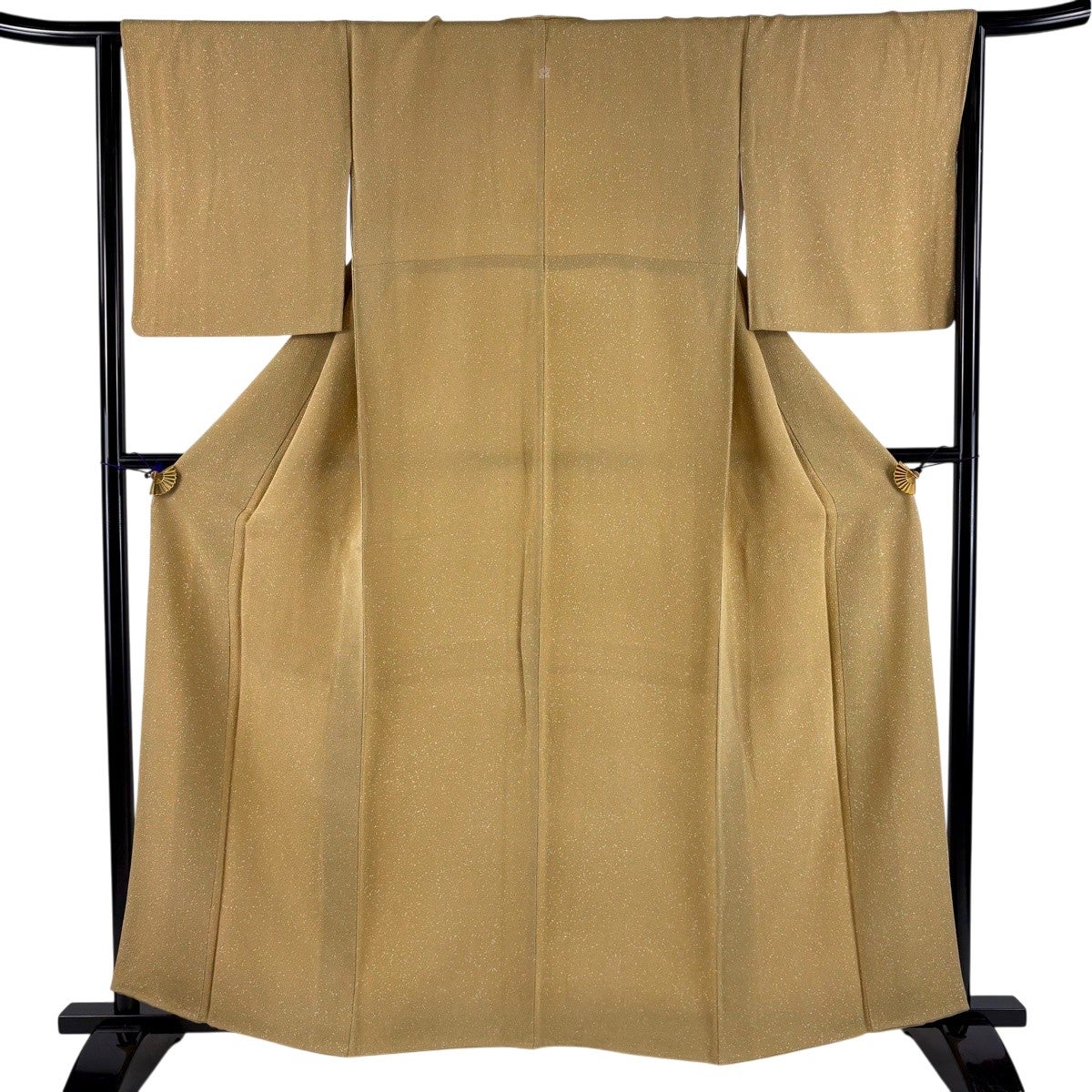 美品】 小紋 身丈156.5cm 裄丈64cm M 袷 幾何学模様 総絞り 薄茶色
