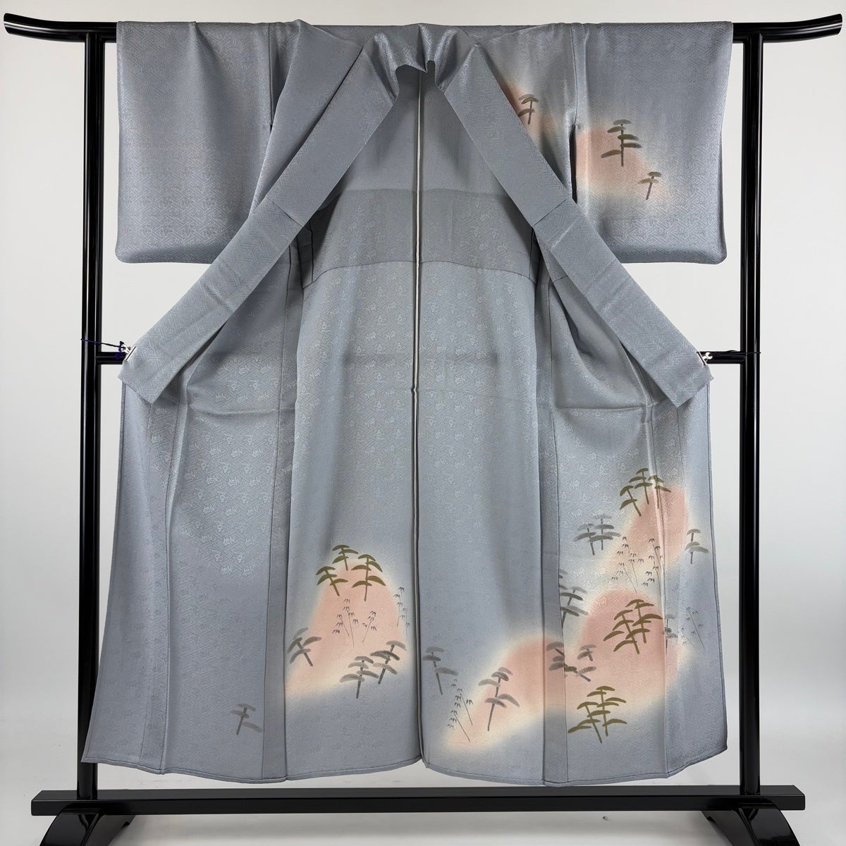 RK321色打掛未使用品綺麗着丈172センチ裄丈64センチ正絹裾綿入り 付下げ 身丈152cm 裄丈62cm S 単衣 松竹 地紋 金彩 ぼかし 青灰色 正絹