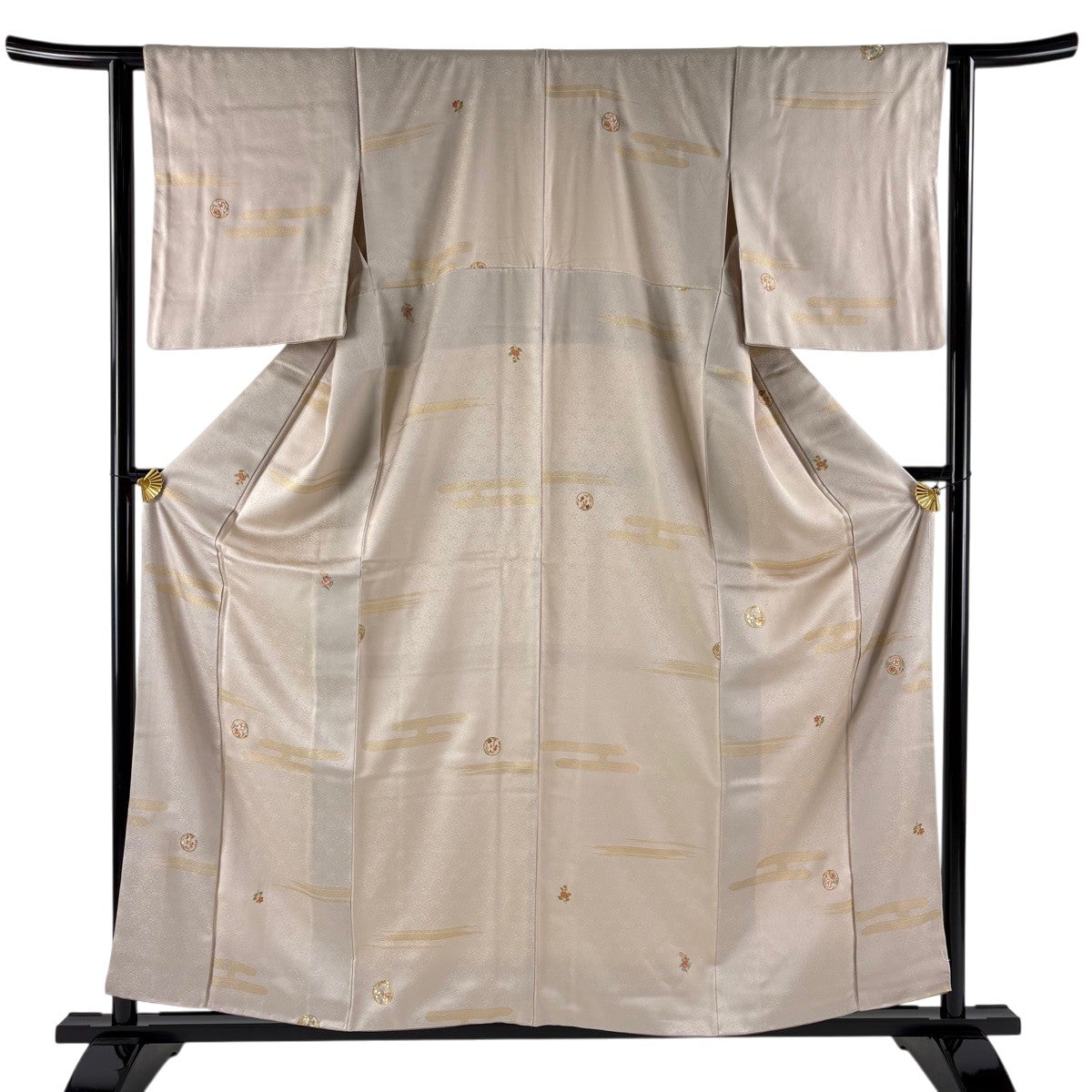 30%OFF 【美品】 小紋 身丈158cm 裄丈64.5cm M 袷 花丸文 松竹梅 金彩 