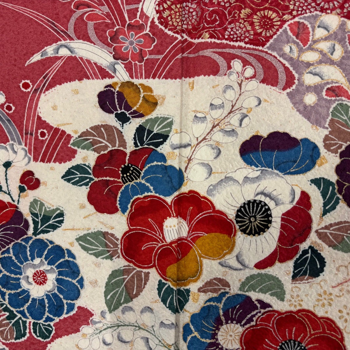 美品】 振袖 身丈159cm 裄丈64cm M 袷 草花 霞 金銀彩 ピンク 正絹 秀
