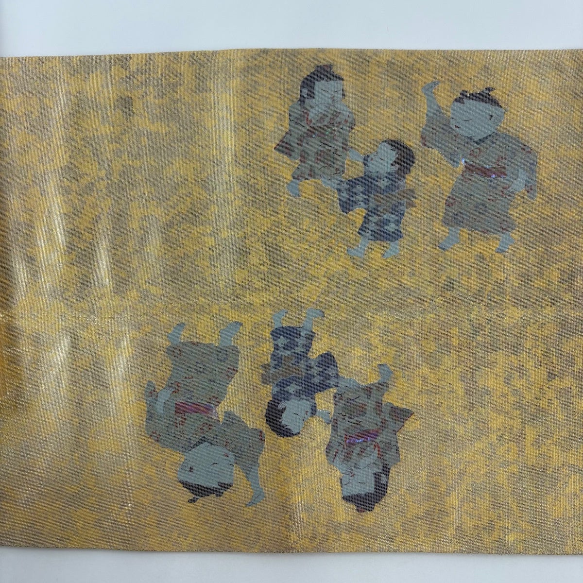 袋帯 秀品 童 花 螺鈿 箔 金色 お太鼓柄 正絹｜中古・古着・リサイクル