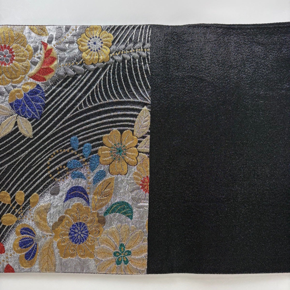 袋帯 秀品 辻が花柄 流水 金銀糸 箔 黒 六通 正絹|中古・古着 袋帯 秀品 辻が花柄 流水 金銀糸 箔 黒 六通 正絹|中古・古着