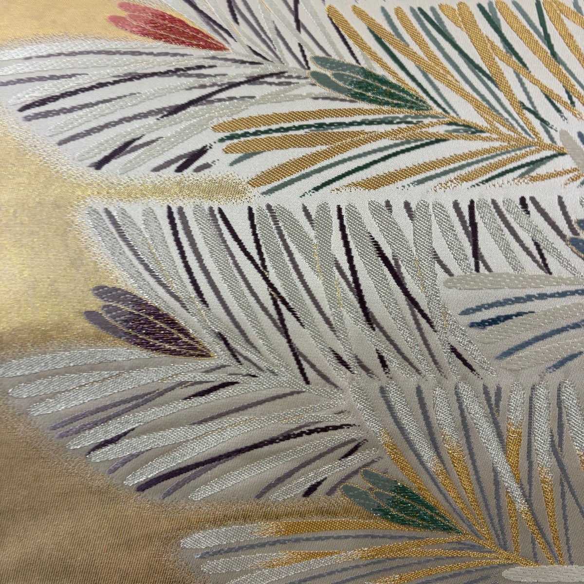 美品】 袋帯 秀品 若松招寿段文 金銀糸 箔 金色 六通 正絹｜中古・古着