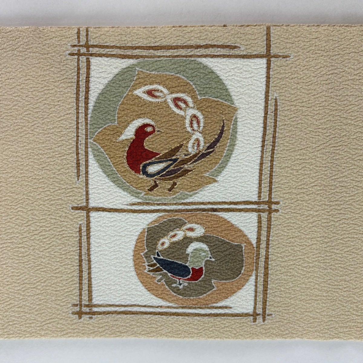 美品】 名古屋帯 優品 鳥 金彩 ベージュ 正絹｜中古・古着・リサイクル