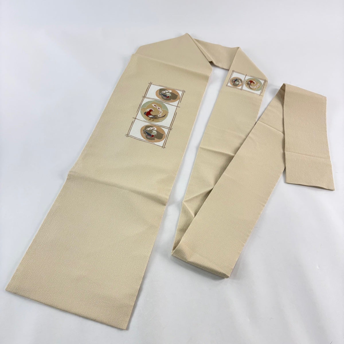 美品】 名古屋帯 優品 鳥 金彩 ベージュ 正絹｜中古・古着・リサイクル
