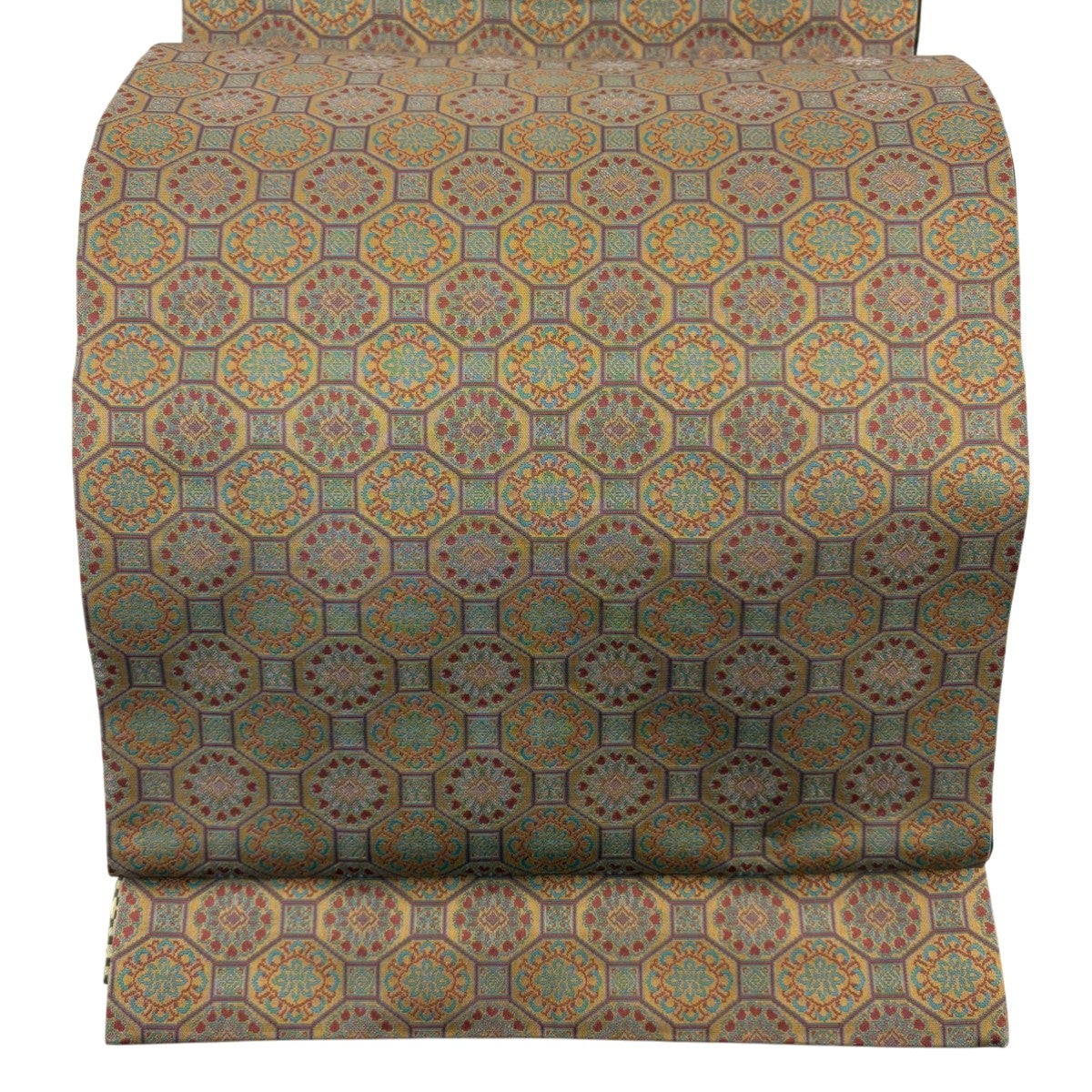50%OFF 【美品】 袋帯 秀品 華文 蜀江文 汕頭刺繍 金彩 金茶 お太鼓柄